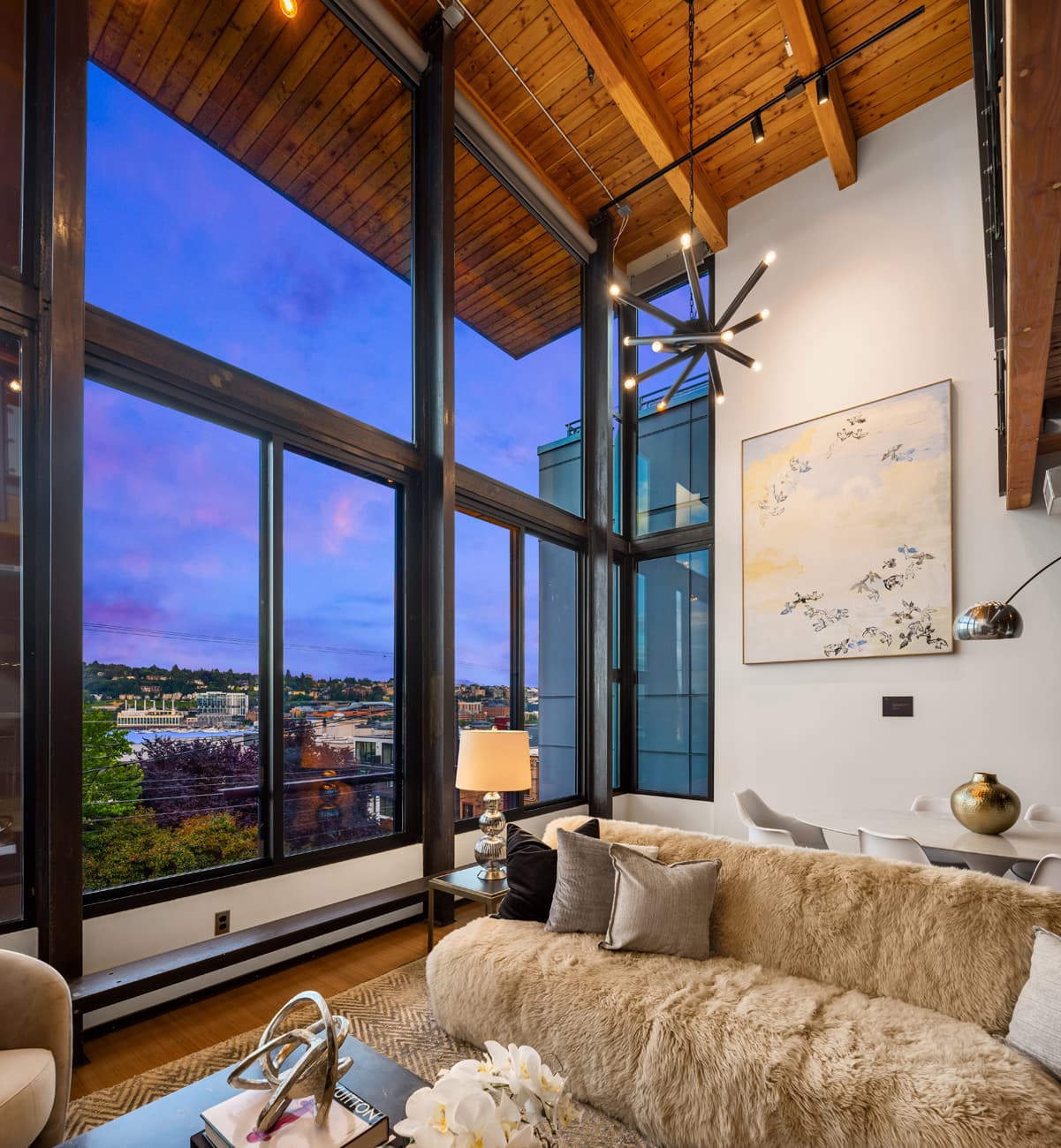 Reading nook with city views